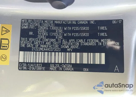 2017 Lexus Rx 350 from USA, damaged, VIN 2T2ZZMCA4HC073023